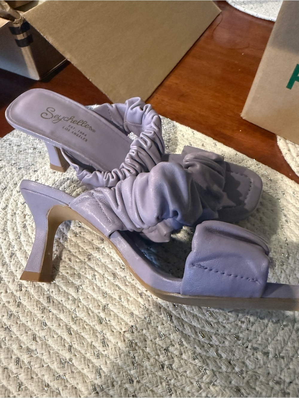 Seychelles Lavender Ruched Slide Heels